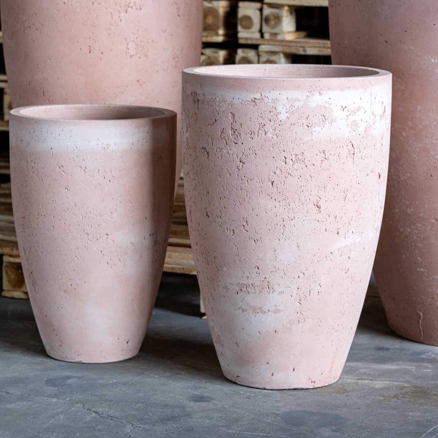 Vessara | Blushstone – 52cm Large Tall Concrete Planter