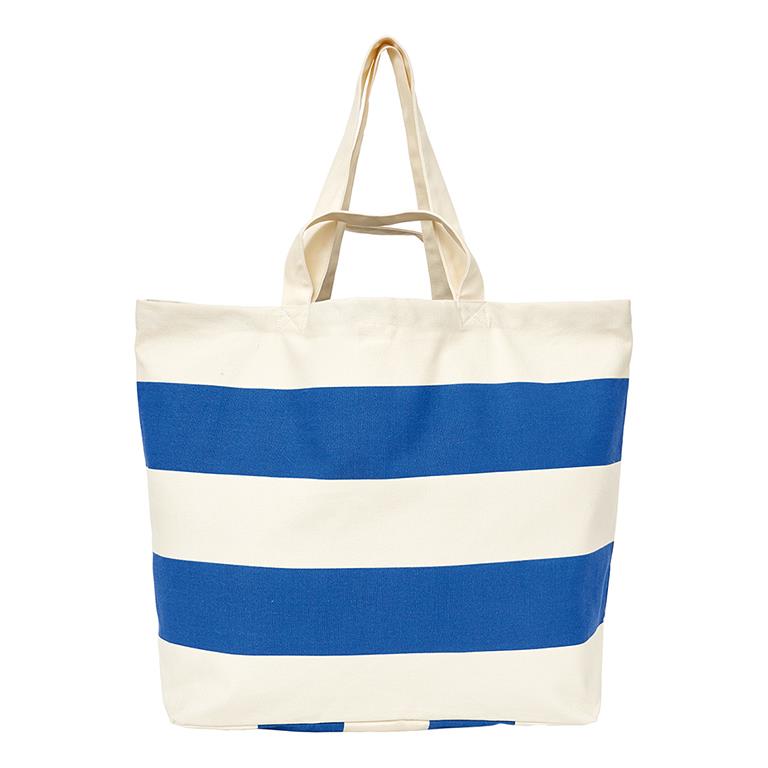Blue Tote Striped Beach Bag