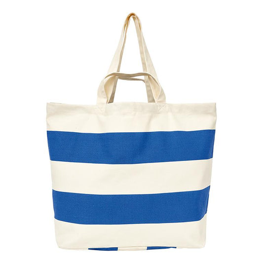 Blue Tote Striped Beach Bag