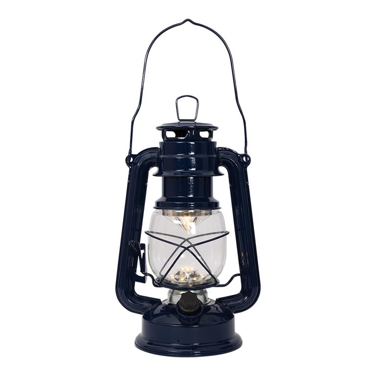 Blue metal LED hurricane lantern