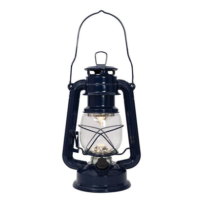Blue metal LED hurricane lantern