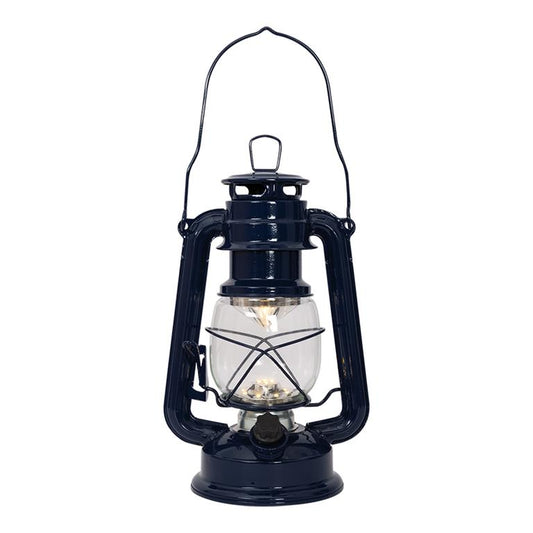 Blue metal LED hurricane lantern