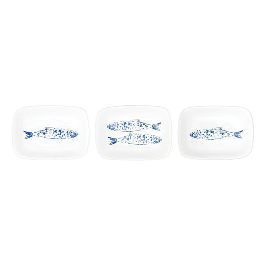 Ocean Style Ceramic Nibble Plates, set of 3