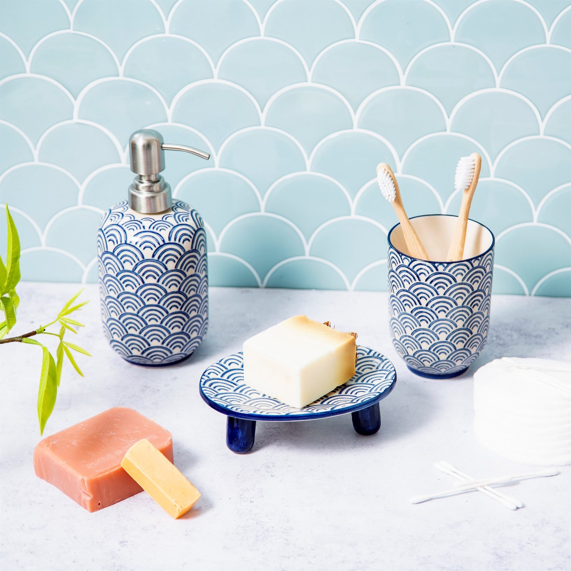 Sass and Belle Blue Wave Bathroom Accessories