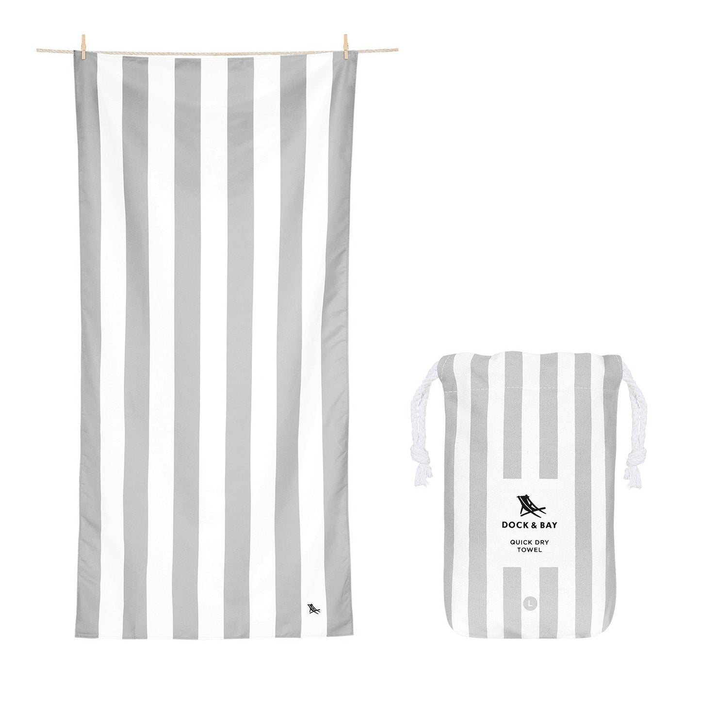 Dock and Bay Grey striped Beach Towel