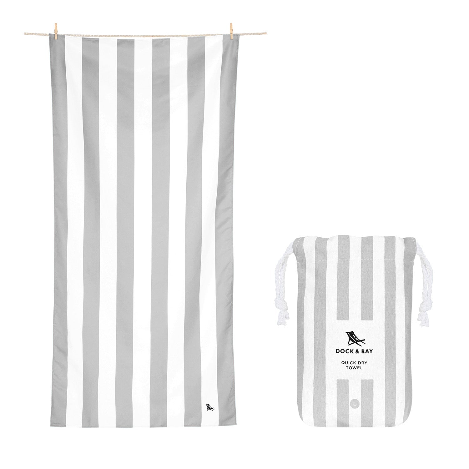 Dock and Bay Grey striped Beach Towel