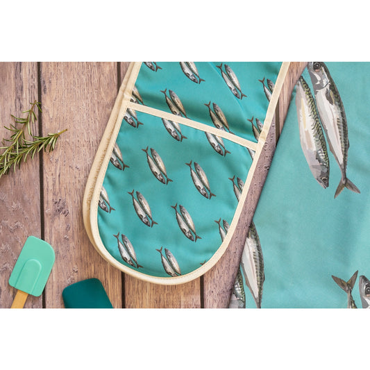 Mackerel Double Oven Glove by Tracey Cooper