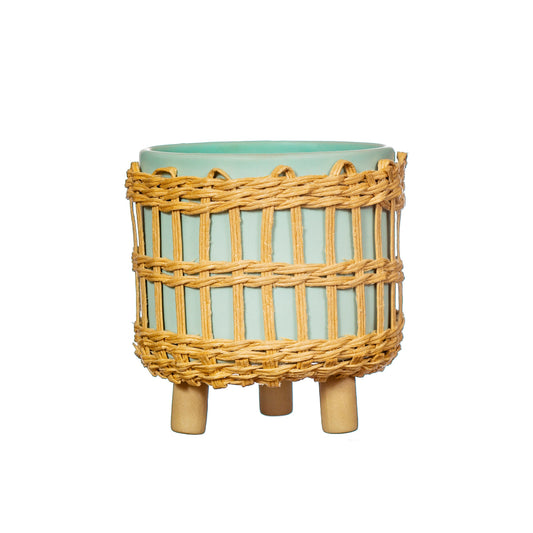 Sea Green Woven Planter from Home and Bay