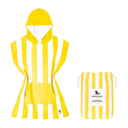 Boracay Yellow Kids Poncho by Dock & Bay ages 4-7