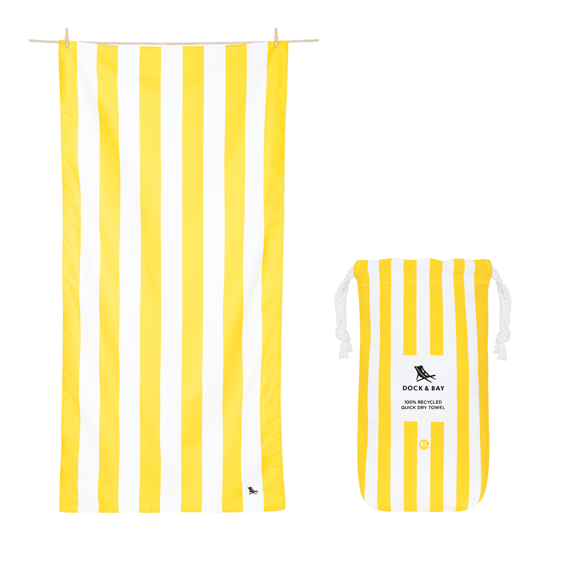 Boracay Yellow Quick Dry XL Beach Towel by Dock and Bay