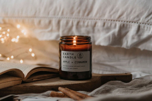 Apple & Cinnamon Wooden Wick Candle by Earth Candle Co