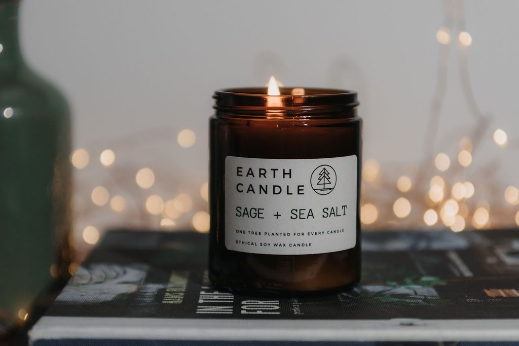 Sage & Sea Salt Glass Jar Candle by Earth Candle Co