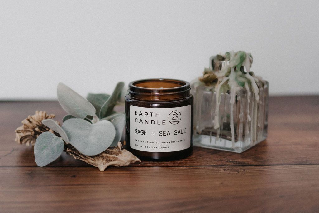 Earth Candle Co Sage & Sea Salt Glass Jar Candle