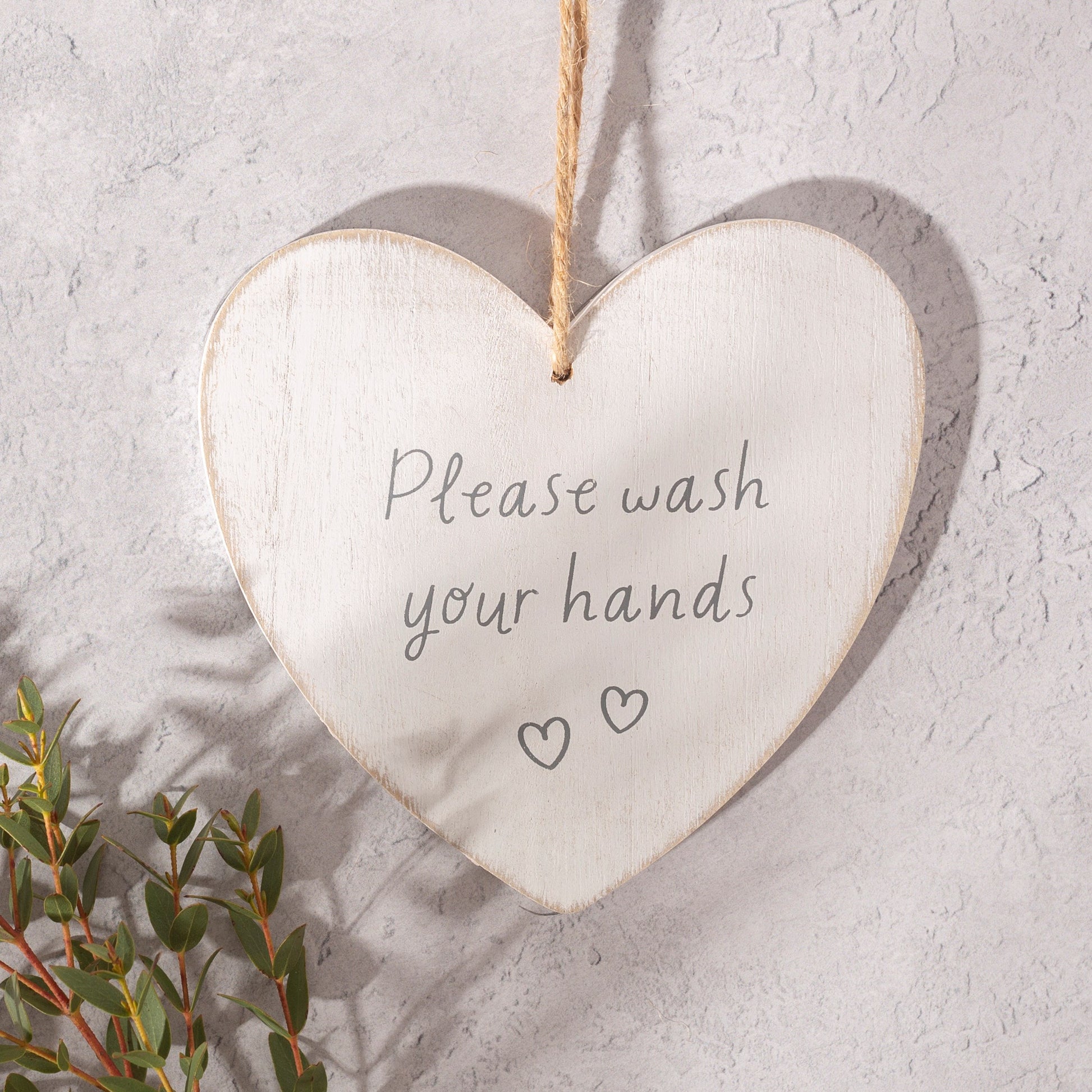 Please wash your hands bathroom hanging heart by Sass and Belle