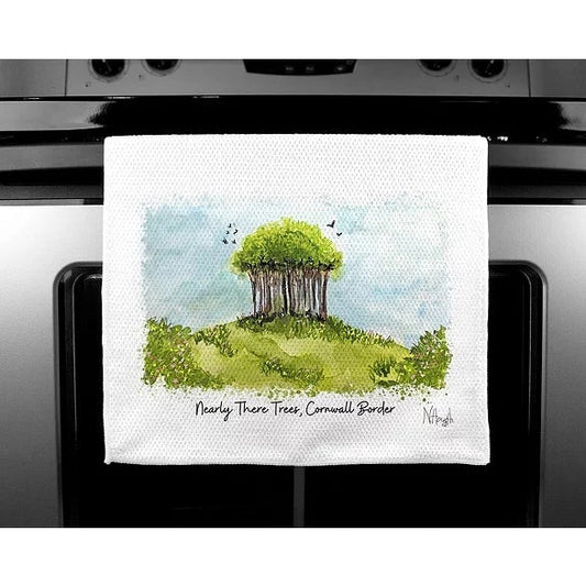 Luxury Handprinted Tea Towel, Nearly Home Trees by H'Art and Design