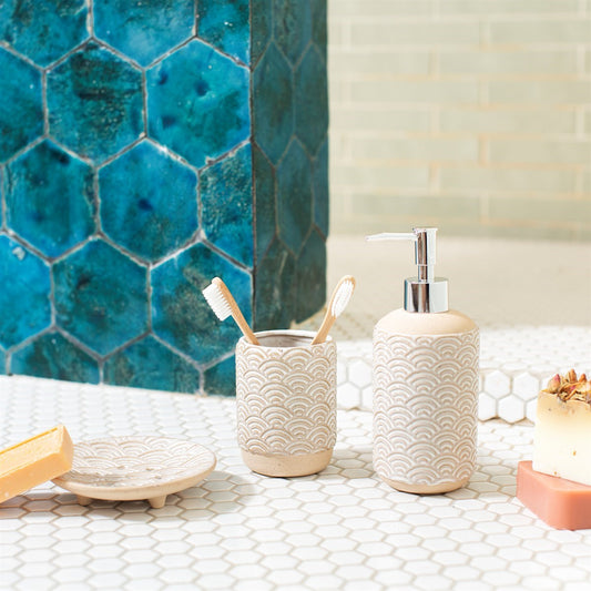 Sass and Belle Wave Pattern Soap Dispenser Tumbler and Soap Dish