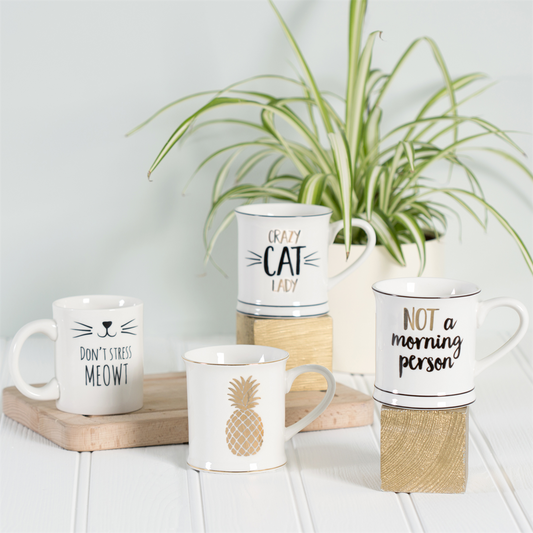 Sass and Belle Cat's Whiskers Don't Stress Meowt White Mug