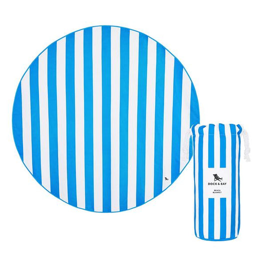 Dock and Bay Quick Dry Beach Blanket, Round, Bondi Blue at Home and Bay