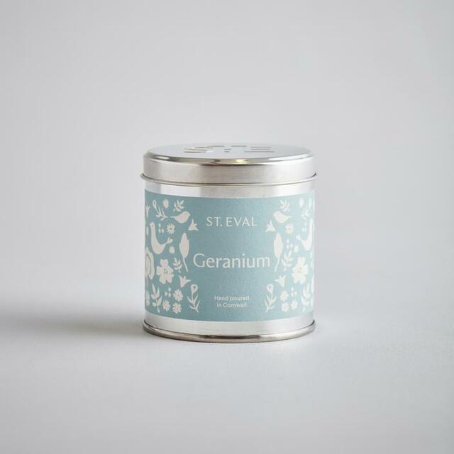 Geranium Summer Folk Scented Tin Candle by St Eval