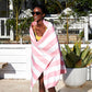 Malibu Pink Dock and Bay Towel on Model