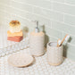 Japandi Seigaha Wave Pattern Soap Dish, Tumbler and Soap Dispenser by Sass and Belle