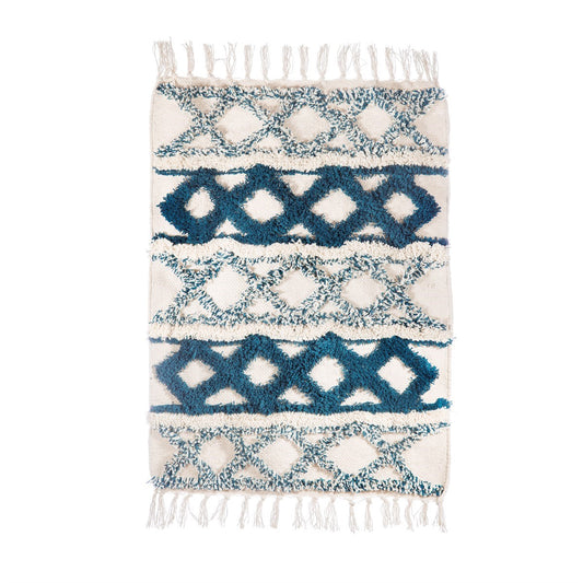 Sass and Belle Blue Scandi Boho Zigzag Rug