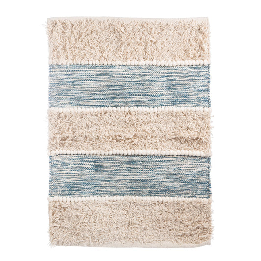 Sass and Belle Blue Scandi Boho Tufted Stripe Rug