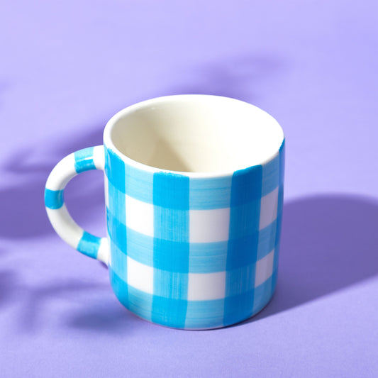 Gingham Check Mug Blue