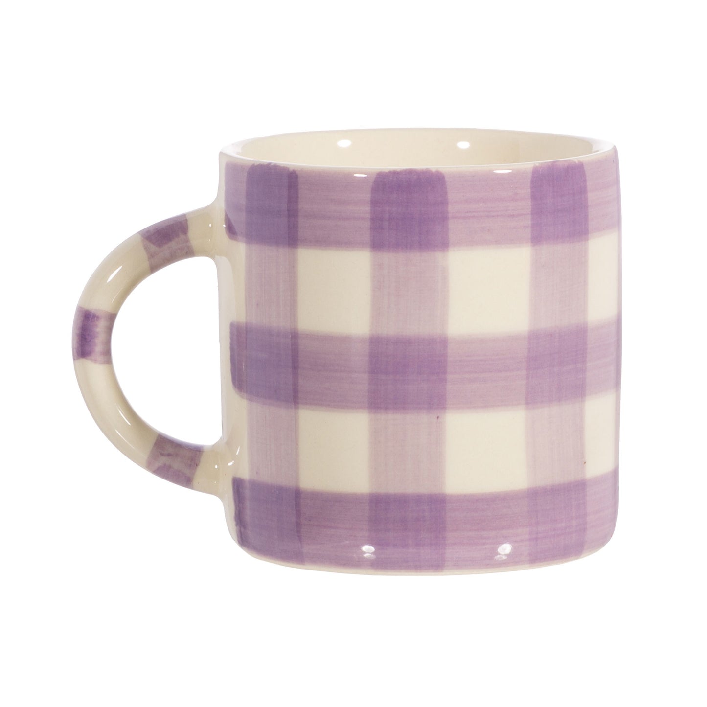 Gingham Check Mug Lilac by Sass and Belle