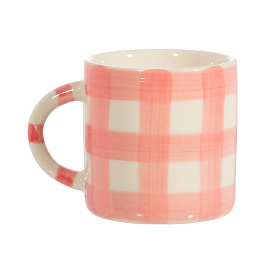 Gingham Check Mug Pink by Sass and Belle
