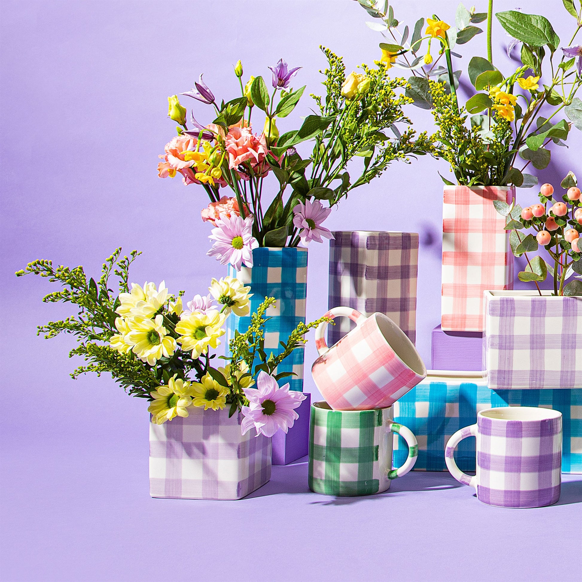 Gingham Check Mugs by Sass and Belle
