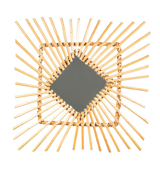 Rattan Square Sunburst Mirror by Sass and Belle