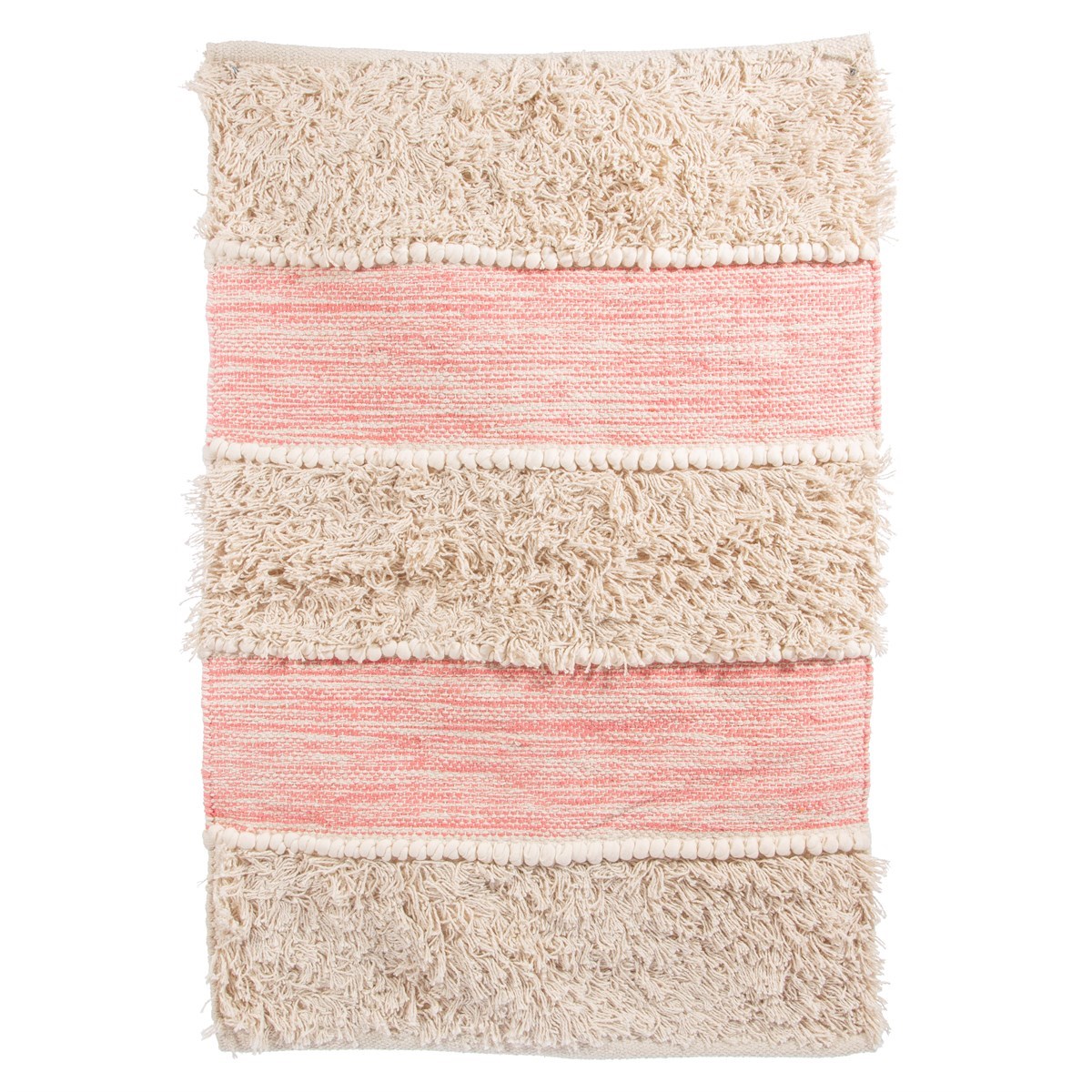 Sass and Belle Pink Scandi Boho Tufted Stripe Rug