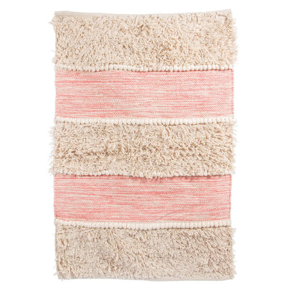 Sass and Belle Pink Scandi Boho Tufted Stripe Rug