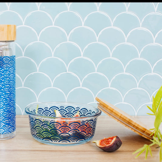 Sass and Belle Blue Wave Glass Container