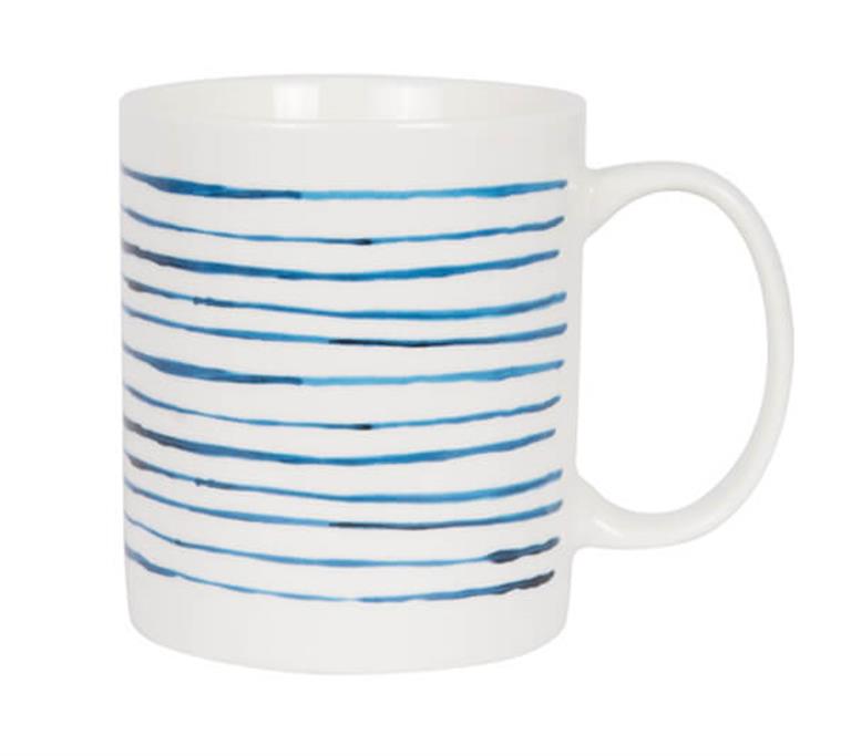Blue stripes on white mug